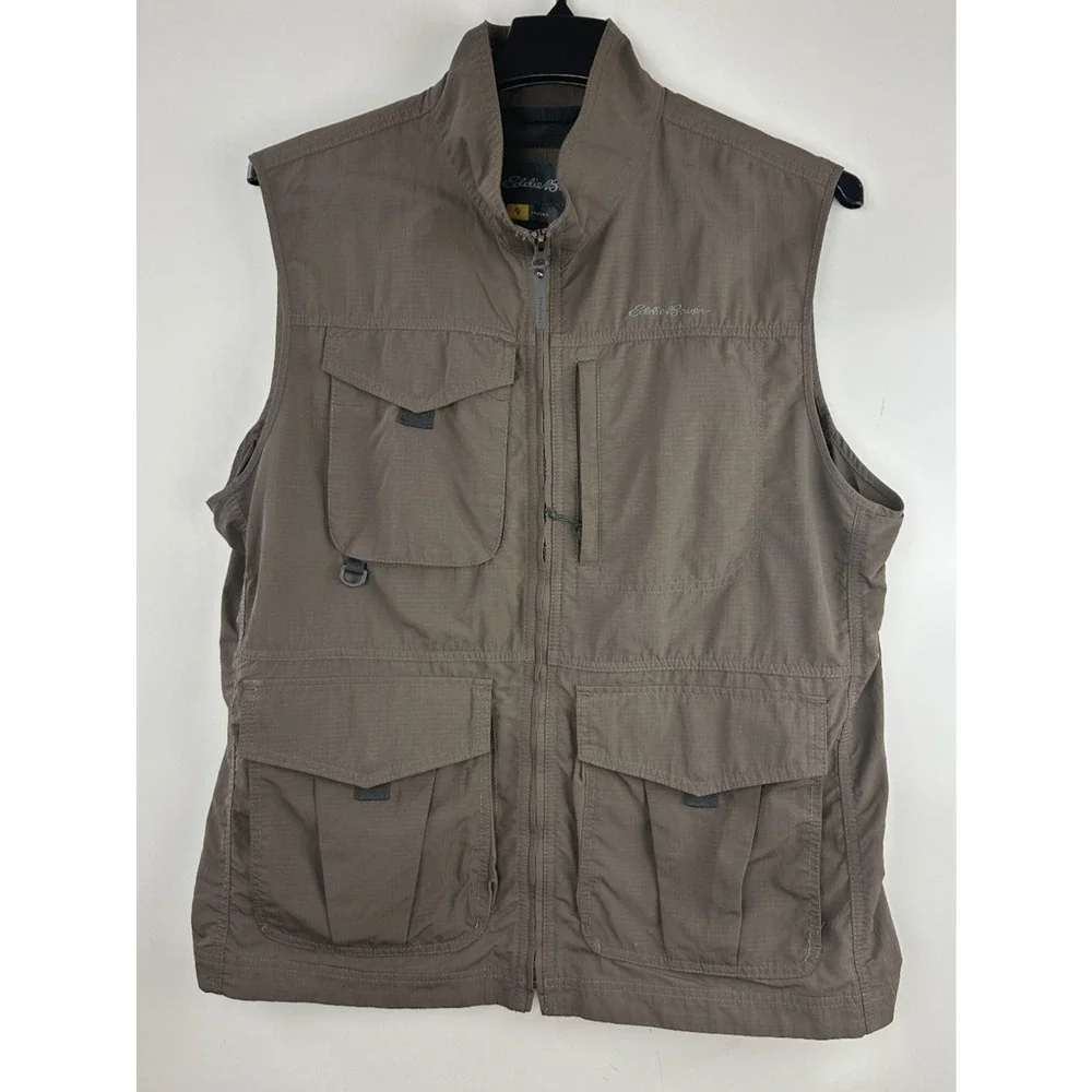 Eddie Bauer Travex Vest Multi Pocket Utility Outdoor Full Zip Ripstop Mens Large - Picture 2 of 12